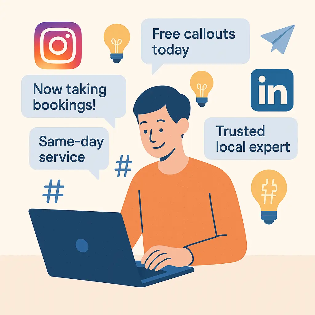 Social media captions illustration for content marketing